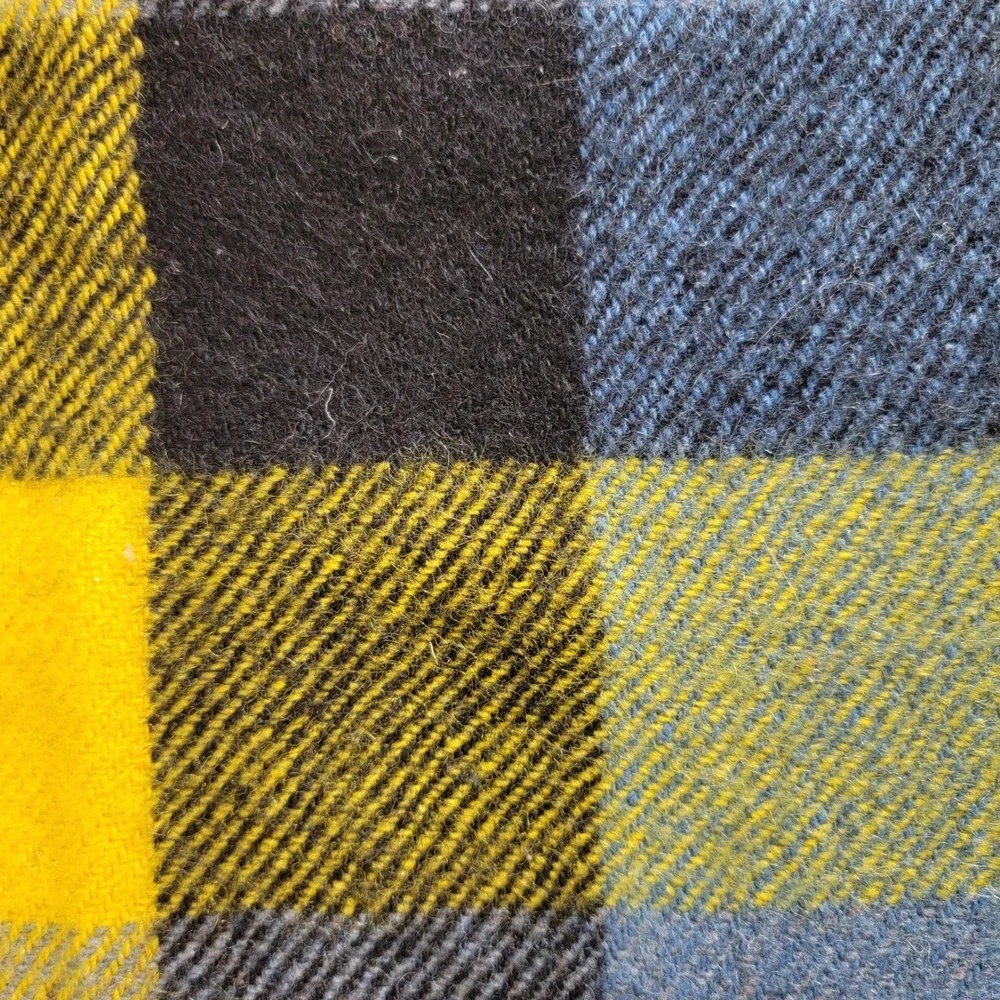 Waverley All Wool Blanket South Africa Yellow Blue Plaid Check Fringed 55x55